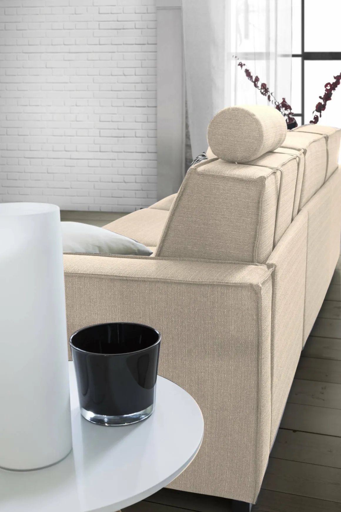 Divano letto con penisola beige 260x95cm - Afar