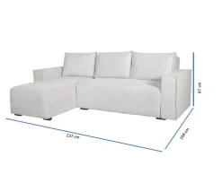 Divani Angolari|Divani Letto Con Penisola > Dmora Divano Letto con Penisola Contenitore Reclinabile 210x149 cm, Cuscini Sfoderabili - Pergola Bianco Crema