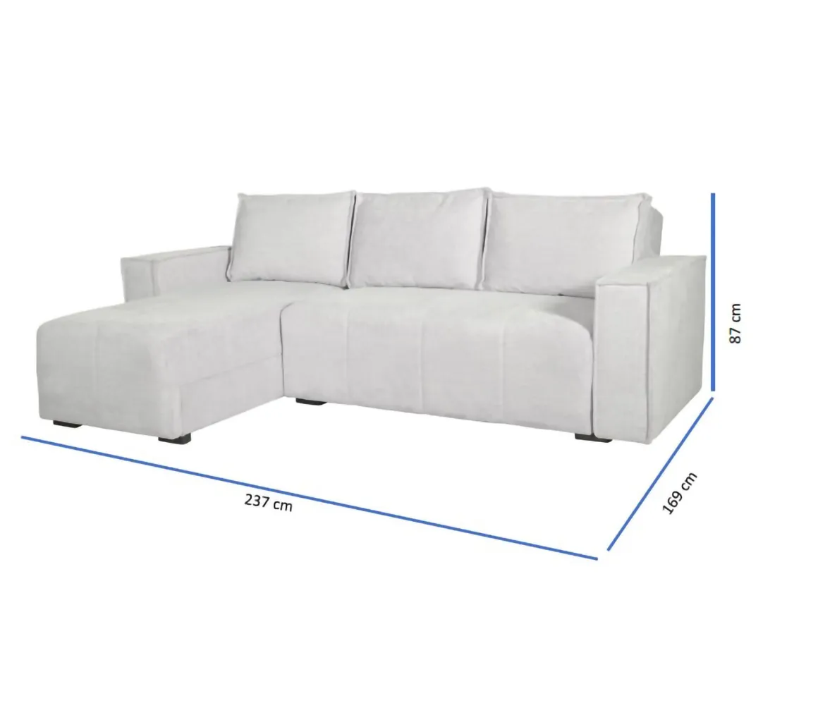 Divani Angolari|Divani Letto Con Penisola > Dmora Divano Letto con Penisola Contenitore Reclinabile 210x149 cm, Cuscini Sfoderabili - Pergola Bianco Crema