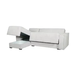 Divani Angolari|Divani Letto Con Penisola > Dmora Divano Letto con Penisola Contenitore Reclinabile 210x149 cm, Cuscini Sfoderabili - Pergola Bianco Crema