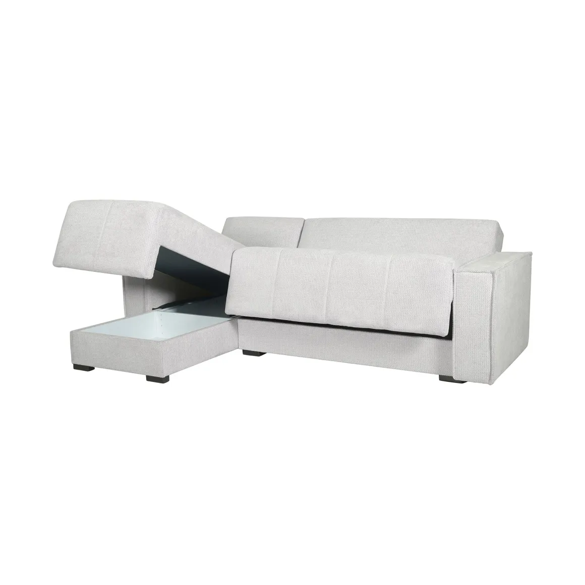 Divani Angolari|Divani Letto Con Penisola > Dmora Divano Letto con Penisola Contenitore Reclinabile 210x149 cm, Cuscini Sfoderabili - Pergola Bianco Crema
