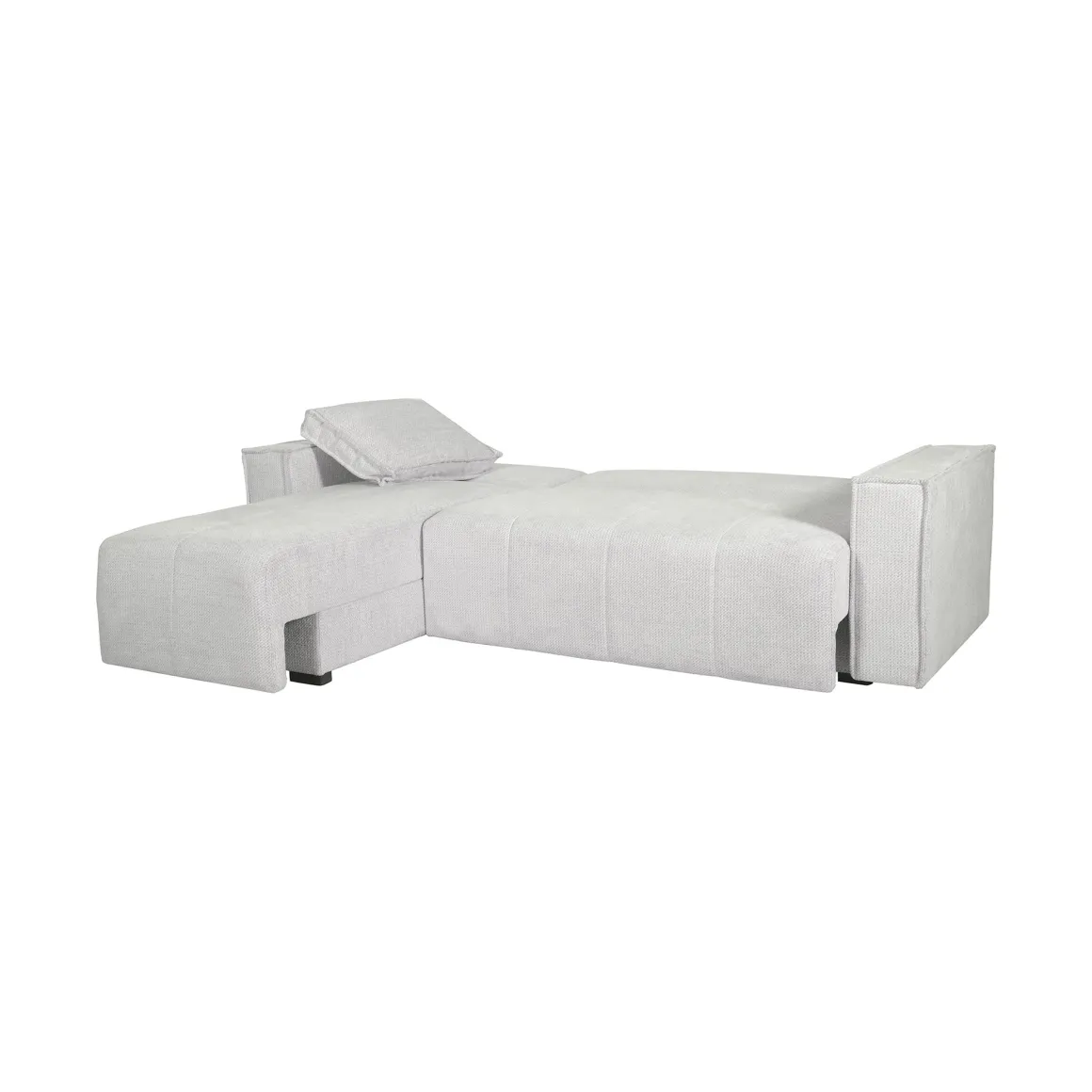 Divani Angolari|Divani Letto Con Penisola > Dmora Divano Letto con Penisola Contenitore Reclinabile 210x149 cm, Cuscini Sfoderabili - Pergola Bianco Crema