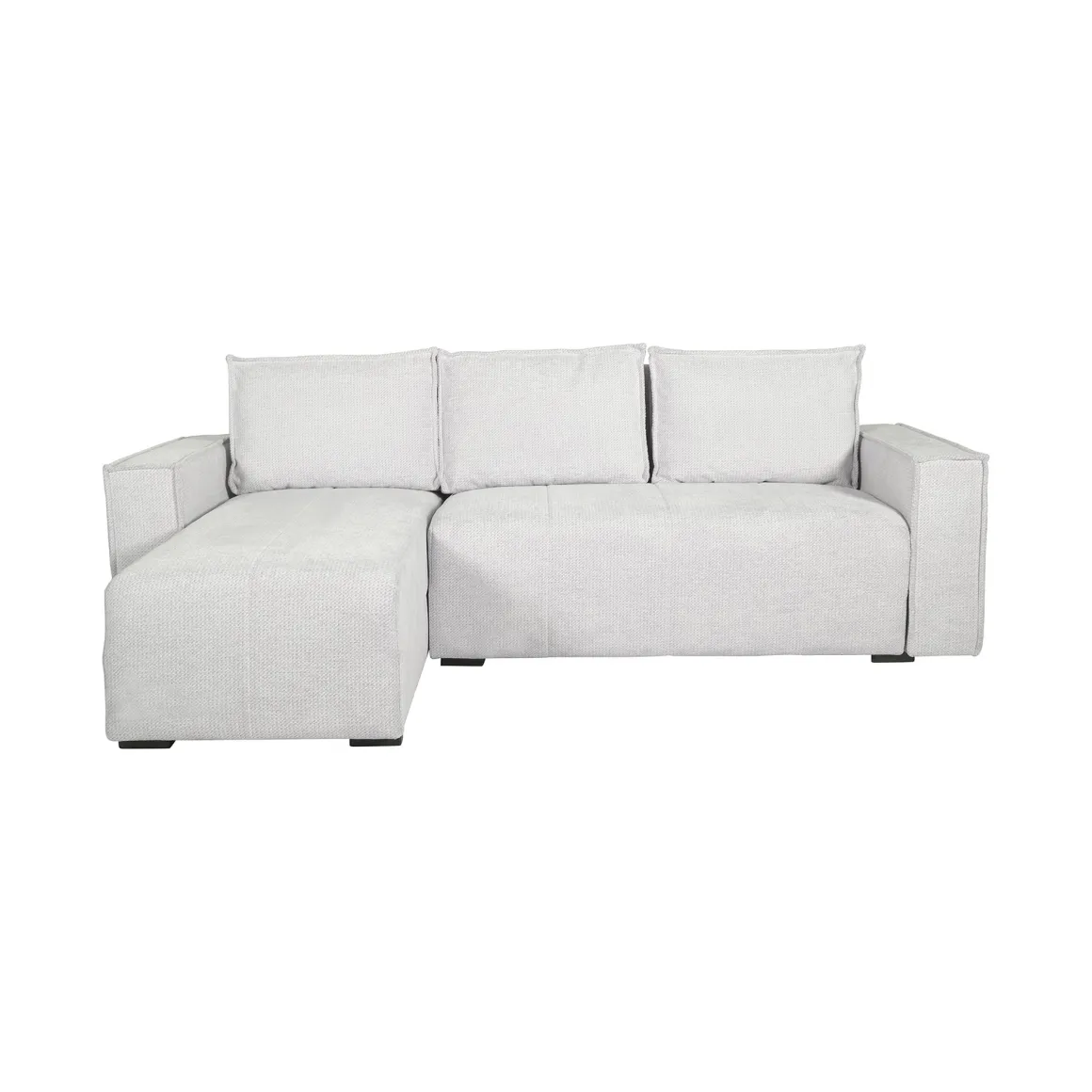 Divani Angolari|Divani Letto Con Penisola > Dmora Divano Letto con Penisola Contenitore Reclinabile 210x149 cm, Cuscini Sfoderabili - Pergola Bianco Crema
