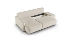 Divani Angolari|Divani Letto Con Penisola > Dmora Divano Letto con Penisola Contenitore Reclinabile 245x185 cm, Reversibile - Ranco Bianco Crema
