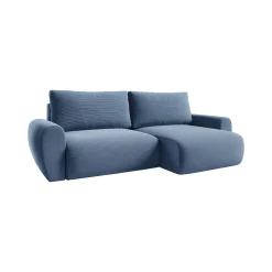 Divano Letto con Penisola blu Contenitore Reversibile 253x153 cm, Reclinabile - Paullo