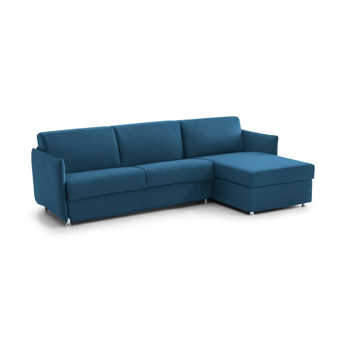 Divani Angolari|Divani Letto Con Penisola > Dmora Divano Letto con Penisola Sfoderabile Contenitore 280x160 cm, Idrorepellente Trasformabile in Letto Made in Italy - Pusiano Blu