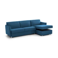 Divani Angolari|Divani Letto Con Penisola > Dmora Divano Letto con Penisola Sfoderabile Contenitore 280x160 cm, Idrorepellente Trasformabile in Letto Made in Italy - Pusiano Blu