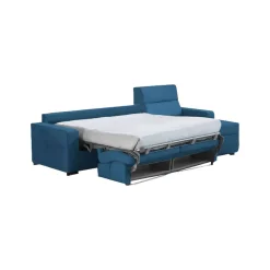 Divani Angolari|Divani Letto Con Penisola > Dmora Divano Letto con Penisola Sfoderabile Contenitore 285x160 cm, Idrorepellente Multiposizione Made in Italy - Ganzaria Blu