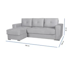 Divani Angolari|Divani Letto Con Penisola > Dmora Divano Letto con Penisola Contenitore 285x160 cm, Idrorepellente Sfoderabile Multiposizione Trasformabile in Letto Made in Italy Grigio Chiaro