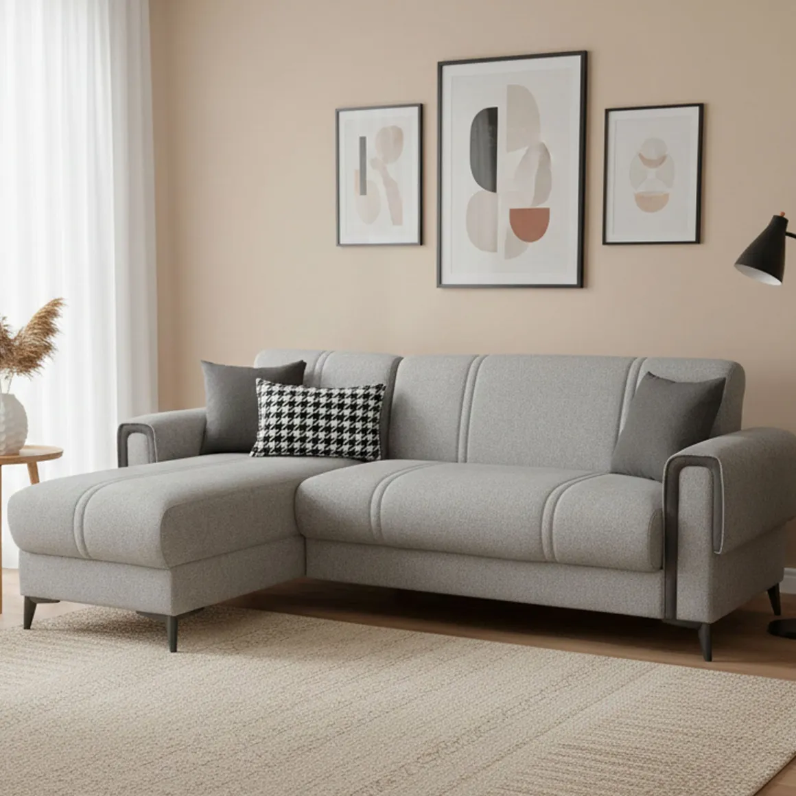 Divani Letto Con Penisola|Divani Letto > Dmora Divano Letto con Penisola Multiposizione Contenitore 280x160 cm, Idrorepellente Sfoderabile Trasformabile in Letto Made in Italy Grigio Chiaro