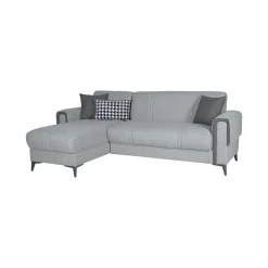 Divano Letto con Penisola Grigio Chiaro Grigio Scuro Contenitore 238x158 cm, Lavabile - Ogna