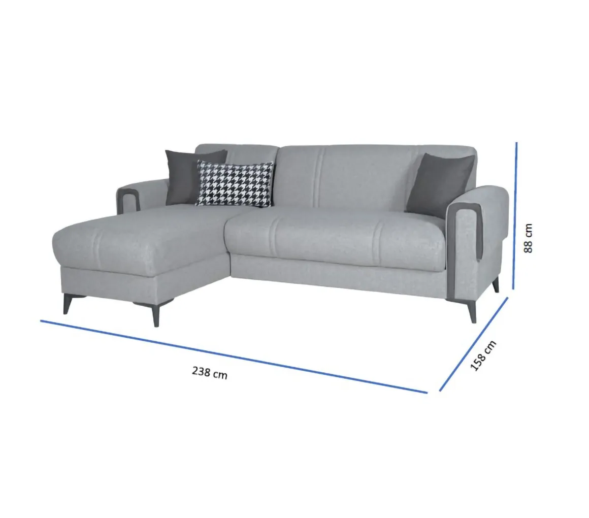 Divani Letto Con Penisola|Divani Letto > Dmora Divano Letto con Penisola Multiposizione Contenitore 280x160 cm, Idrorepellente Sfoderabile Trasformabile in Letto Made in Italy Grigio Chiaro