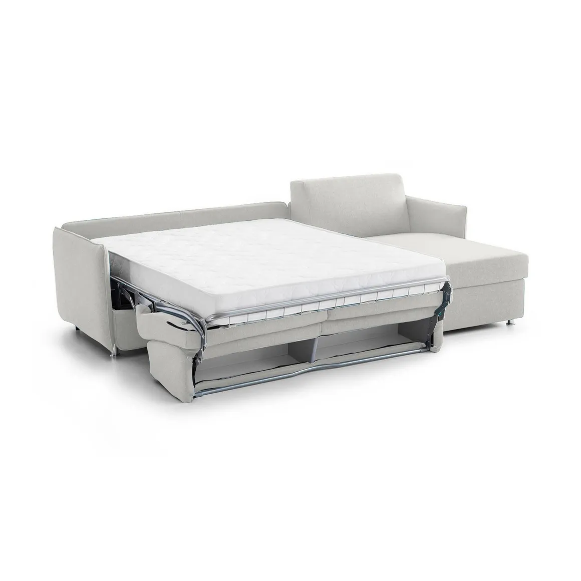 Divani Angolari|Divani Letto Con Penisola > Dmora Divano Letto con Penisola Sfoderabile Contenitore 260x160 cm, Idrorepellente Multiposizione Trasformabile in Letto Made in Italy Grigio Chiaro
