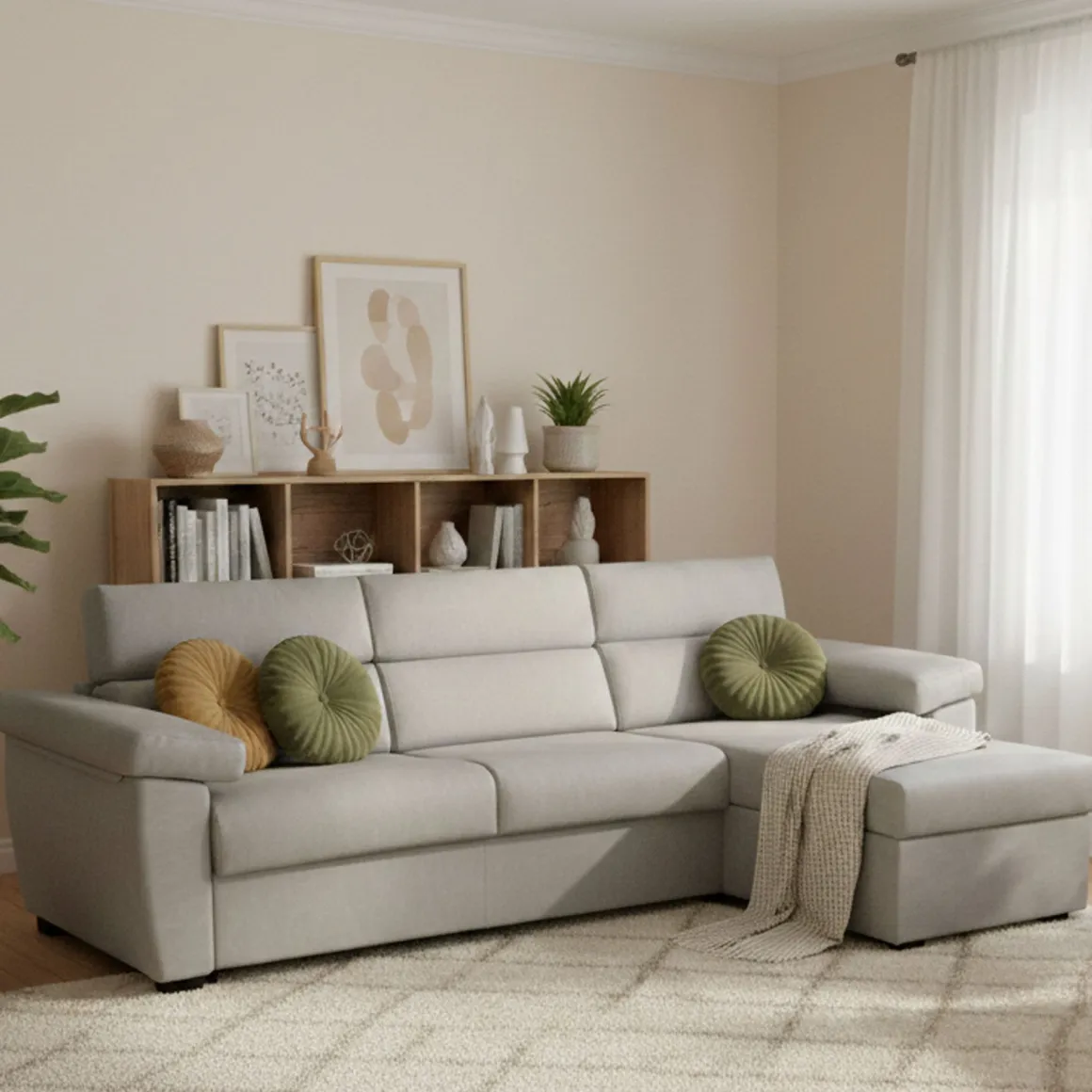 Divani Angolari|Divani Letto Con Penisola > Dmora Divano Letto con Penisola Sfoderabile Contenitore 285x160 cm, Idrorepellente Rialzato da Terra Multiposizione Trasformabile in Letto Grigio Chiaro