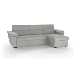 Divano Letto con Penisola Grigio Chiaro Sfoderabile Contenitore 285x160 cm, Idrorepellente Multiposizione Trasformabile in Letto Made in Italy - Tolle