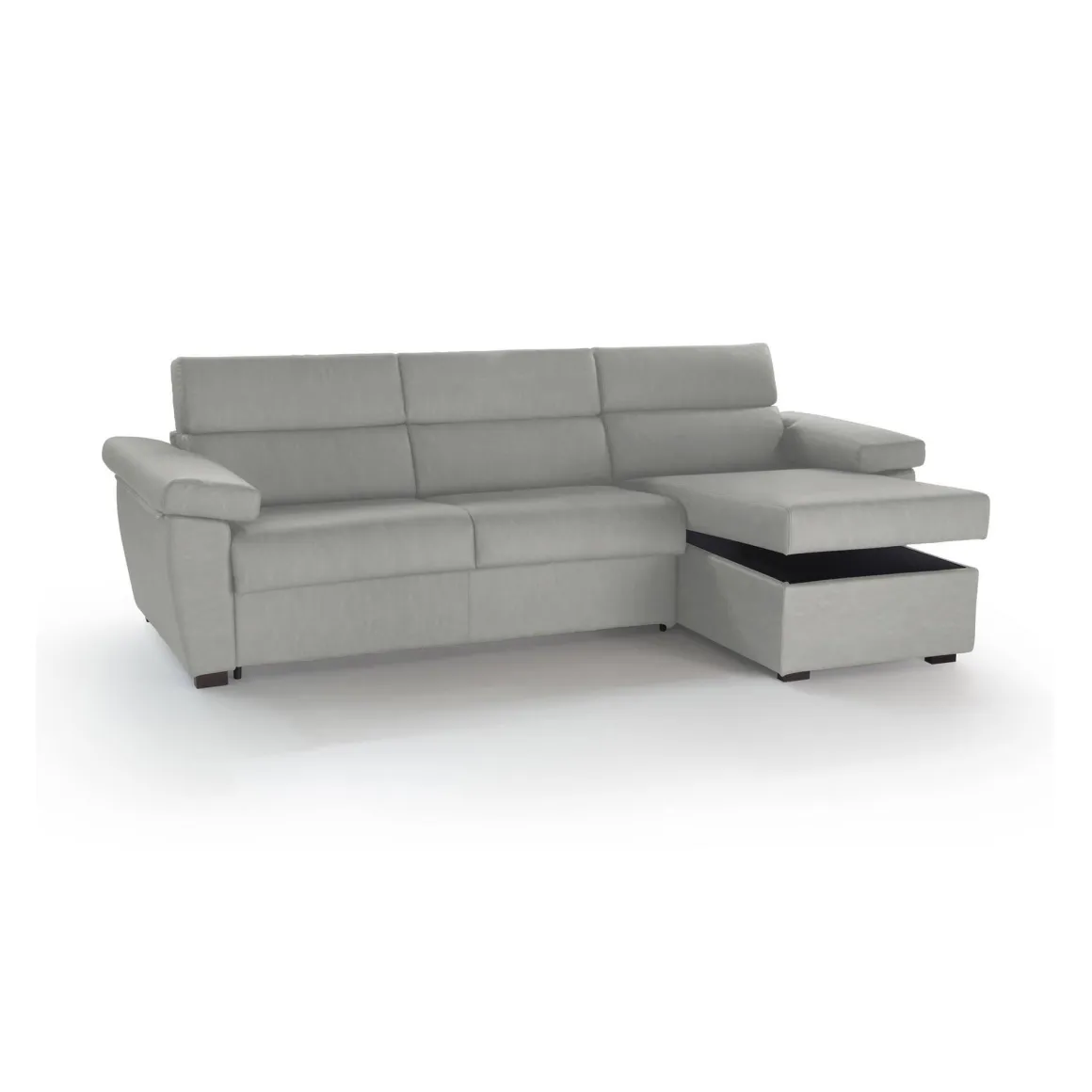 Divani Angolari|Divani Letto Con Penisola > Dmora Divano Letto con Penisola Sfoderabile Contenitore 285x160 cm, Idrorepellente Rialzato da Terra Multiposizione Trasformabile in Letto Grigio Chiaro