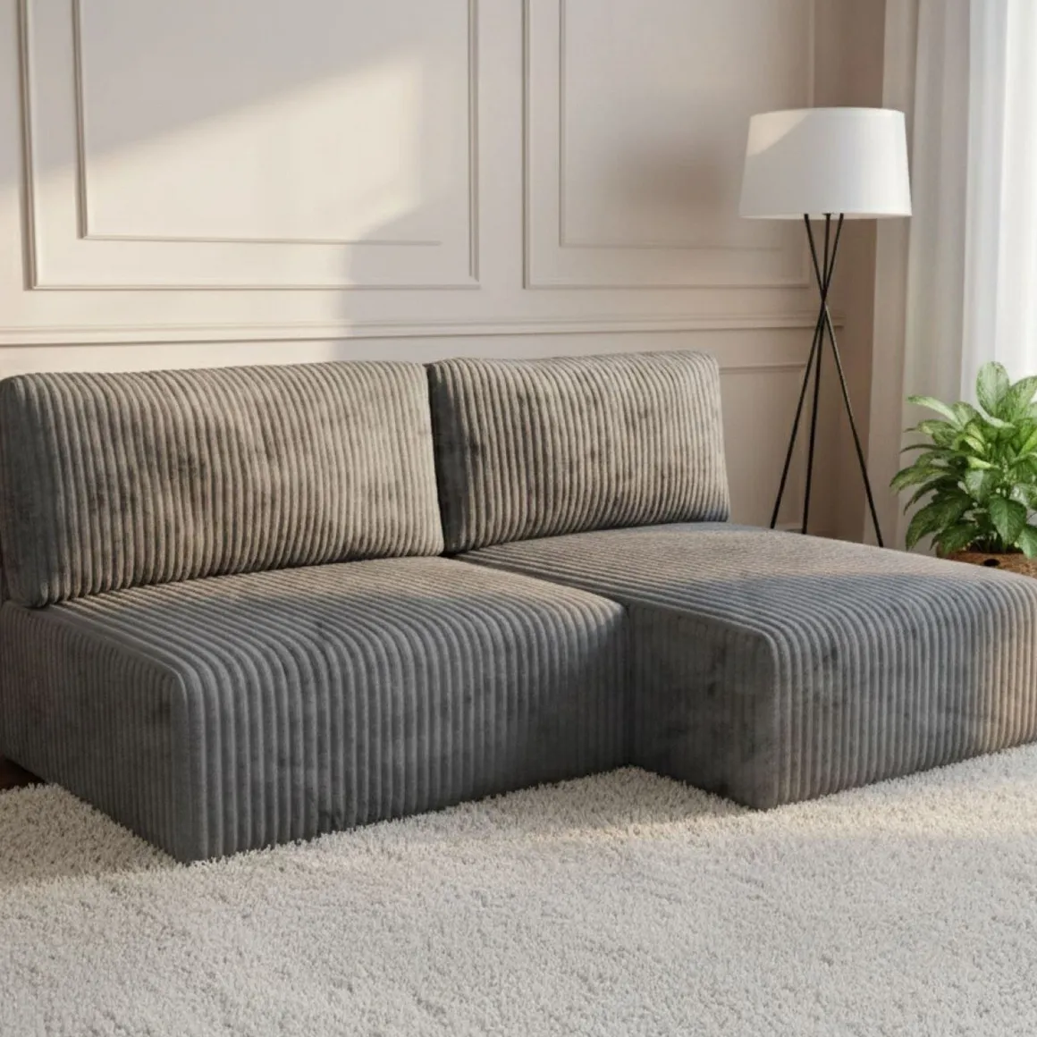 Divano Letto con Penisola Grigio Contenitore Cuscini Sfoderabili 210x149 cm, Reclinabile - Pergola