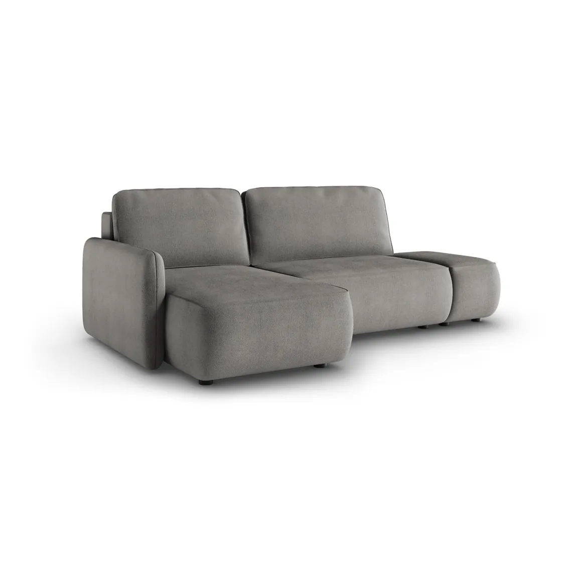 Divano Letto con Penisola Grigio Contenitore Reclinabile 229x148 cm, Cuscini Sfoderabili - Rezzo