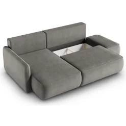 Divano Letto con Penisola Grigio Contenitore Reclinabile 229x148 cm, Cuscini Sfoderabili - Rezzo