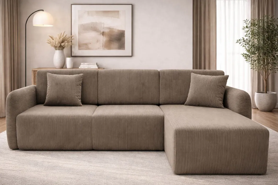 Divani Angolari|Divani Letto Con Penisola > Dmora Divano Letto con Penisola Contenitore Reversibile 253x153 cm, Reclinabile - Paullo Grigio