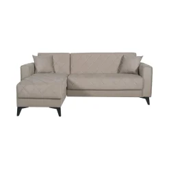Divano Letto con Penisola Grigio Scuro Nero Contenitore 228x149 cm, Lavabile - Chienes