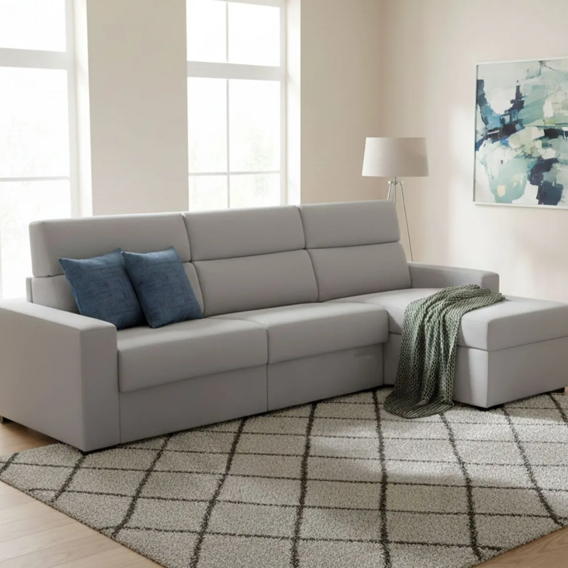 Divani Angolari|Divani Letto Con Penisola > Dmora Divano Letto con Penisola Sfoderabile Contenitore 285x160 cm, Idrorepellente Multiposizione Trasformabile in Letto Made in Italy - Esca Grigio