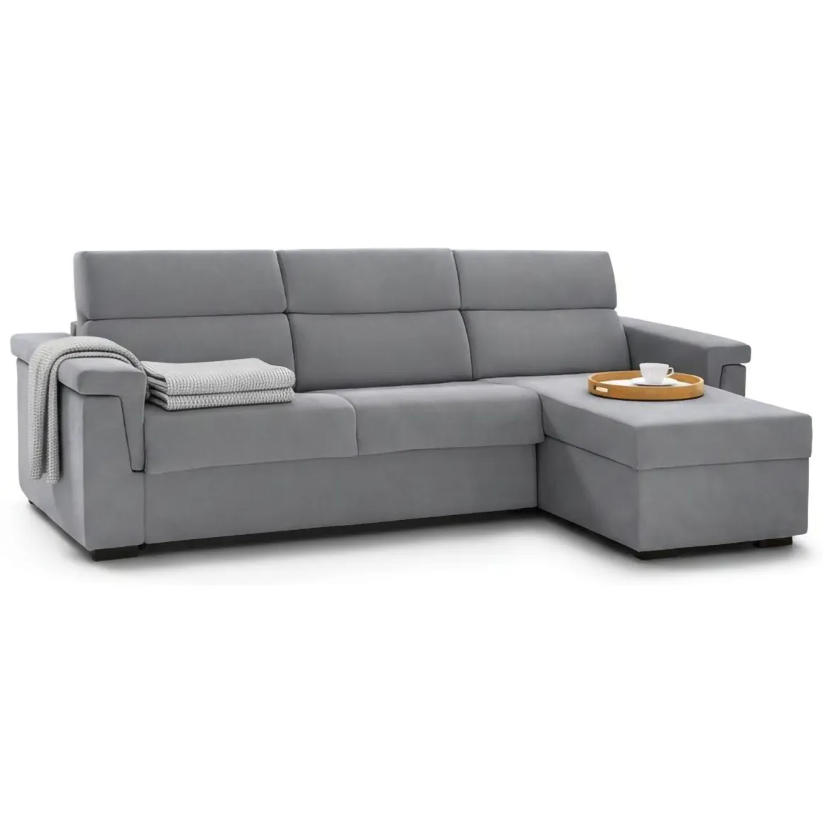 Divani Angolari|Divani Letto Con Penisola > Dmora Divano Letto con Penisola Sfoderabile Contenitore 285x160 cm, Idrorepellente Multiposizione Trasformabile in Letto Made in Italy - Priverno Grigio