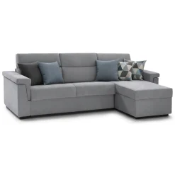 Divano Letto con Penisola Grigio Sfoderabile Contenitore 285x160 cm, Idrorepellente Multiposizione Trasformabile in Letto Made in Italy - Ganzaria