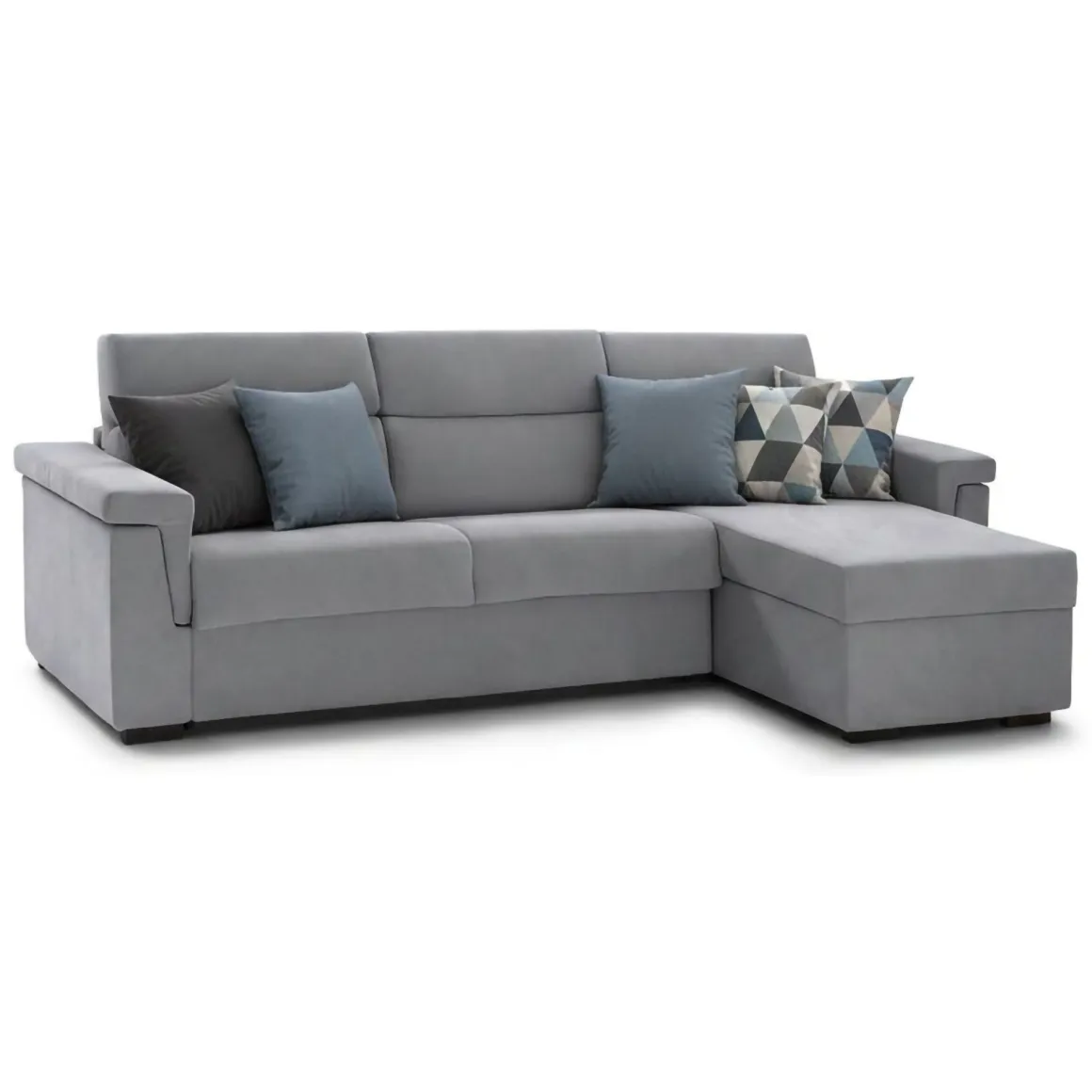 Divano Letto con Penisola Grigio Sfoderabile Contenitore 285x160 cm, Idrorepellente Multiposizione Trasformabile in Letto Made in Italy - Ganzaria