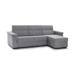 Divano Letto con Penisola Grigio Sfoderabile Contenitore 285x160 cm, Idrorepellente Multiposizione Trasformabile in Letto Made in Italy - Ganzaria