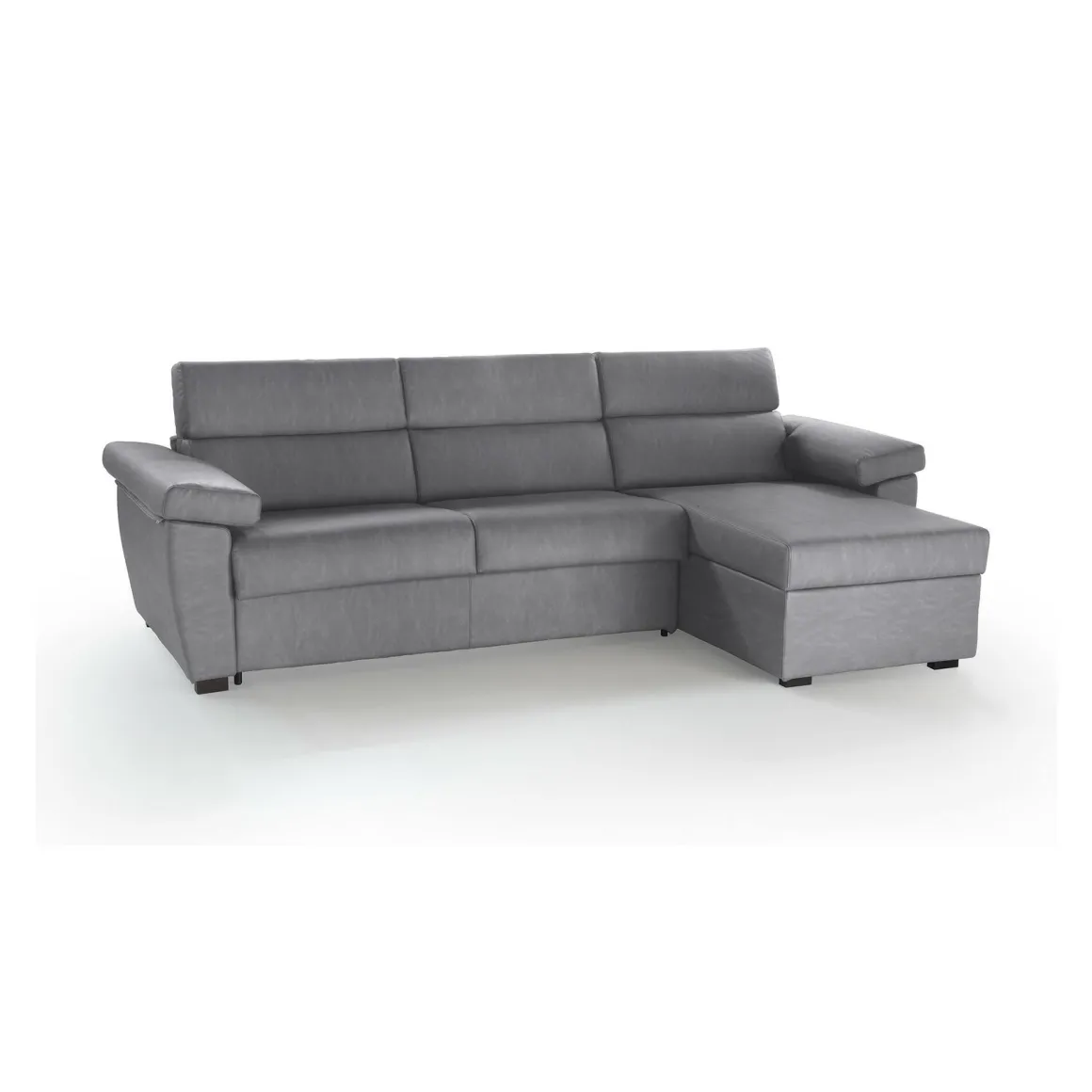 Divano Letto con Penisola Grigio Sfoderabile Contenitore 285x160 cm, Idrorepellente Multiposizione Trasformabile in Letto Made in Italy - Tolle