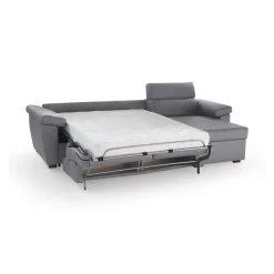 Divano Letto con Penisola Grigio Sfoderabile Contenitore 285x160 cm, Idrorepellente Multiposizione Trasformabile in Letto Made in Italy - Tolle
