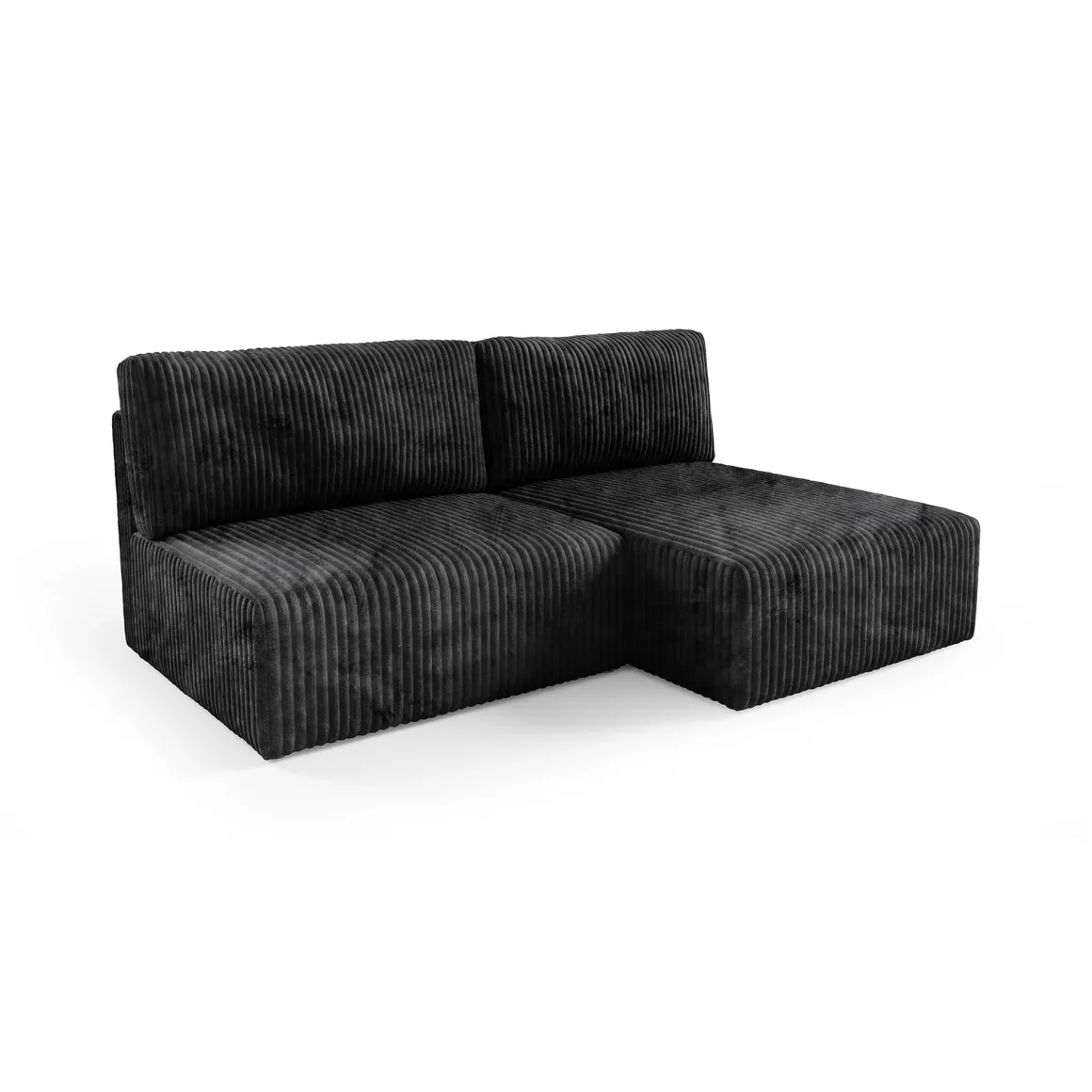 Divano Letto con Penisola Nero Contenitore Cuscini Sfoderabili 210x149 cm, Reclinabile - Pergola