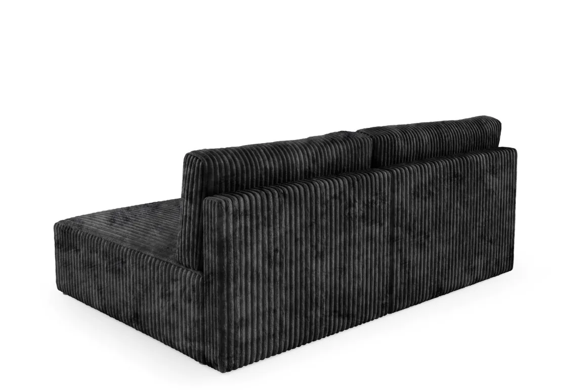 Divano Letto con Penisola Nero Contenitore Cuscini Sfoderabili 210x149 cm, Reclinabile - Pergola