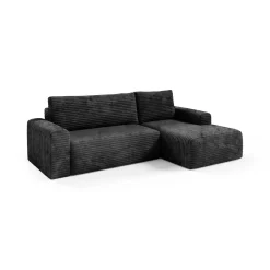 Divani Angolari|Divani Letto Con Penisola > Dmora Divano Letto con Penisola Contenitore Reversibile 245x185 cm, Reclinabile - Ranco Nero