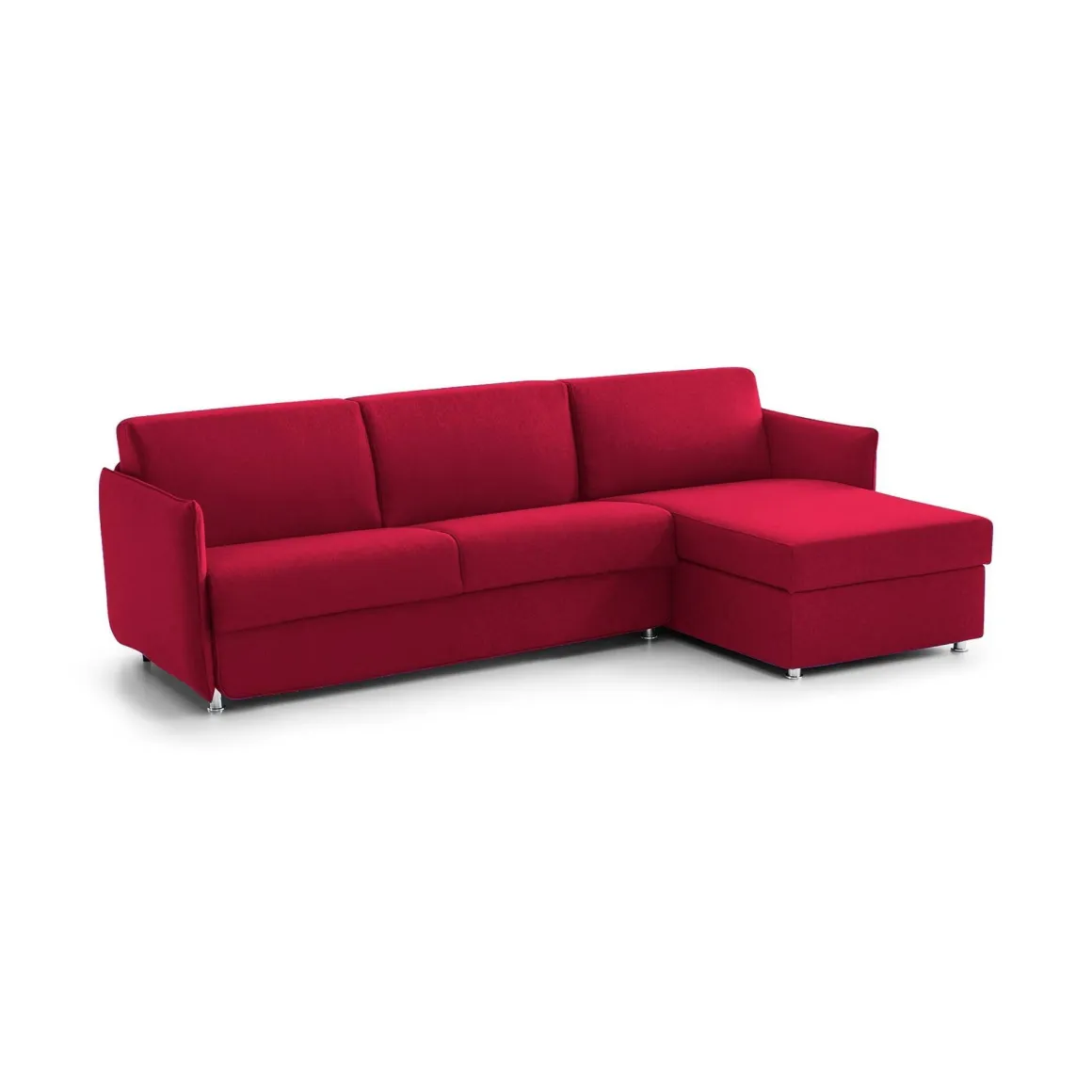 Divani Angolari|Divani Letto Con Penisola > Dmora Divano Letto con Penisola Sfoderabile Contenitore 280x160 cm, Idrorepellente Multiposizione Trasformabile in Letto Made in Italy - Celleno Rosso