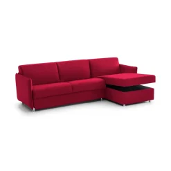 Divani Angolari|Divani Letto Con Penisola > Dmora Divano Letto con Penisola Sfoderabile Contenitore 280x160 cm, Idrorepellente Multiposizione Trasformabile in Letto Made in Italy - Celleno Rosso