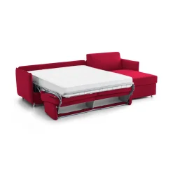 Divani Angolari|Divani Letto Con Penisola > Dmora Divano Letto con Penisola Sfoderabile Contenitore 280x160 cm, Idrorepellente Multiposizione Trasformabile in Letto Made in Italy - Celleno Rosso