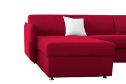 Divani Angolari|Divani Letto Con Penisola > Dmora Divano Letto con Penisola Sfoderabile Contenitore 280x160 cm, Idrorepellente Multiposizione Trasformabile in Letto Made in Italy - Celleno Rosso