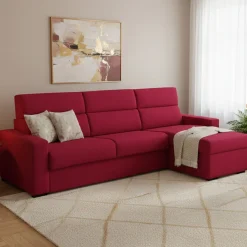 Divani Angolari|Divani Letto Con Penisola > Dmora Divano Letto con Penisola Sfoderabile Contenitore 285x160 cm, Idrorepellente Multiposizione Made in Italy - Ganzaria Rosso