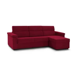 Divano Letto con Penisola Rosso Sfoderabile Contenitore 285x160 cm, Idrorepellente Multiposizione Trasformabile in Letto Made in Italy - Esca
