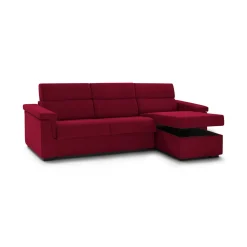 Divano Letto con Penisola Rosso Sfoderabile Contenitore 285x160 cm, Idrorepellente Multiposizione Trasformabile in Letto Made in Italy - Esca