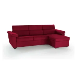 Divano Letto con Penisola Rosso Sfoderabile Contenitore 285x160 cm, Idrorepellente Multiposizione Trasformabile in Letto Made in Italy - Tolle