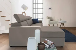 Divano letto con penisola tortora 260x95cm - Aloet