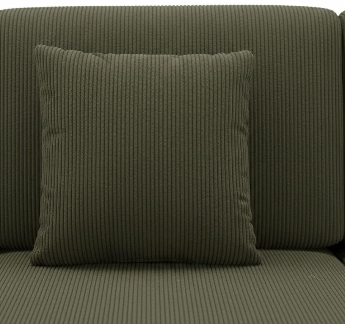 Divano Letto con Penisola Verde Contenitore Reversibile 245x185 cm, Reclinabile - Ranco