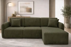 Divano Letto con Penisola Verde Contenitore Reversibile 245x185 cm, Reclinabile - Ranco