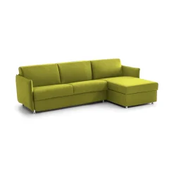 Divani Angolari|Divani Letto Con Penisola > Dmora Divano Letto con Penisola Sfoderabile Contenitore 260x160 cm, Idrorepellente Trasformabile in Letto Made in Italy - Scordia Verde