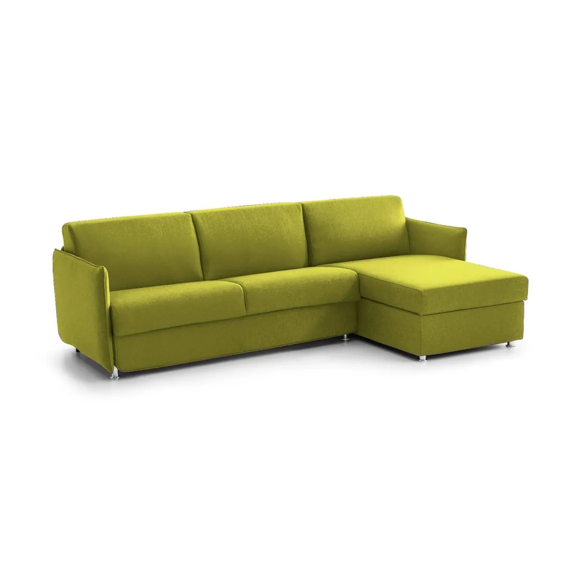 Divani Angolari|Divani Letto Con Penisola > Dmora Divano Letto con Penisola Sfoderabile Contenitore 260x160 cm, Idrorepellente Trasformabile in Letto Made in Italy - Scordia Verde