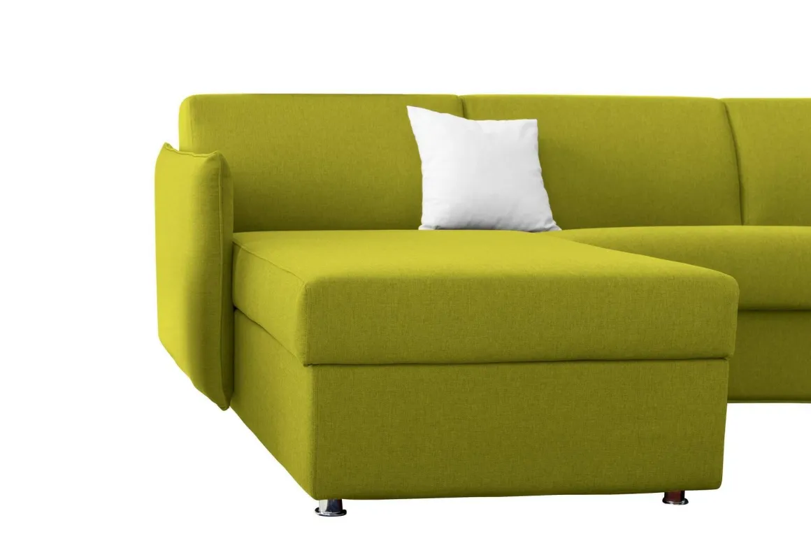 Divani Angolari|Divani Letto Con Penisola > Dmora Divano Letto con Penisola Sfoderabile Contenitore 260x160 cm, Idrorepellente Trasformabile in Letto Made in Italy - Scordia Verde