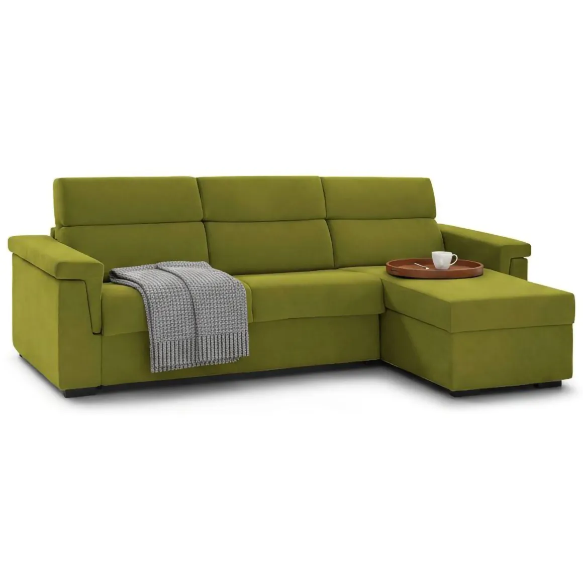 Divani Angolari|Divani Letto Con Penisola > Dmora Divano Letto con Penisola Sfoderabile Contenitore 285x160 cm, Idrorepellente Multiposizione Trasformabile in Letto Made in Italy - Priverno Verde